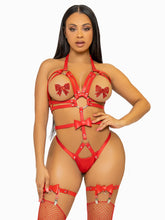 Convertible Vegan Leather Red Harness With O-Ring Detail Womens Harnesses